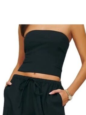 Reformation, Strapless Black Tube Top, cropped